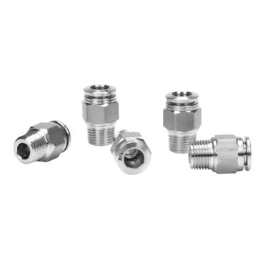 Imagem de DERPIPE Encaixe Push to Connect - Aço Inoxidável 304 macho reto 1/10.2 cm Tubo OD x 1/20.3 cm NPT Rosca Pneumática Push Lock Fitting (pacote com 5)