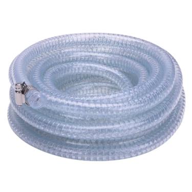 Imagem de DERPIPE Tubo de fio de aço de PVC - 1/2" ID x 3/4" OD Heavy Duty alta pressão flexível fio espiral vinil transparente mangueira de vácuo 7,5 m Lnegth (com 2 grampos)