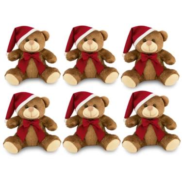 Imagem de Kit 6 Ursos de Pelúcia de Natal, 20 cm (Marrom)