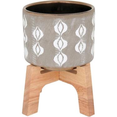 Imagem de Adin Cachepô 19X17X17Cm Cerâmica Cinza Com Suporte