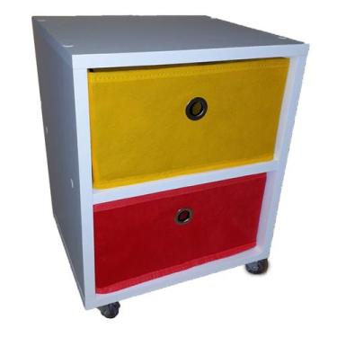 Imagem de Mesa de cabeceira gaveteiro Organibox com 2 gavetas e rodízios 32x43x3