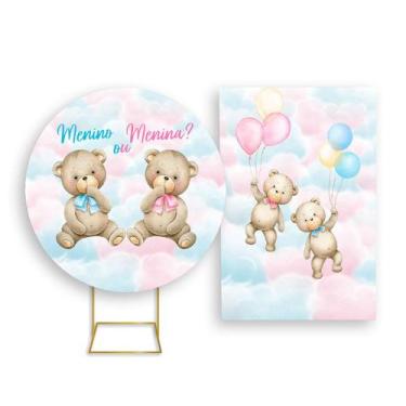 Imagem de Painel De Festa Redondo 1,50x1,50 + Painel Vertical 1,50x2,20 - Revela