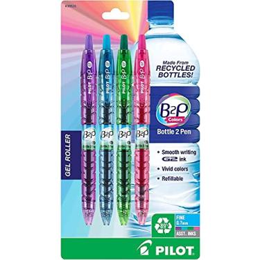 Imagem de PILOT B2P Colors – caneta esferográfica recarregável e retrátil, feita de frascos reciclados, ponta fina, tintas G2, pacote com 4 (36620)