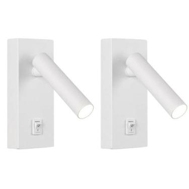 Imagem de 2 Arandela Para Cabeceira Leitura LED interruptor Spot Branco Bet52 - 