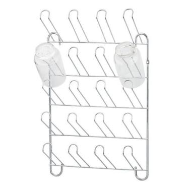 Imagem de Porta Copos Suporte Suspenso de Parede Escorredor de 20 Lugares Cromad