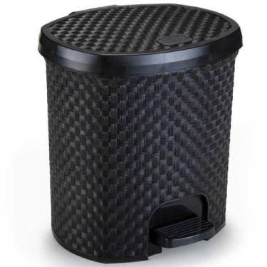 Imagem de Lixeira De Pedal Em Polipropileno 6 Litros Preta Rattan - Nitron