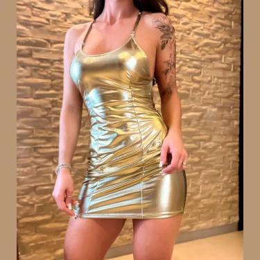 Imagem de Vestido Colado Balada Festa Luxo Brilho Dourado - Discretta, Ouro, Úni
