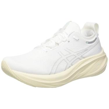 Imagem de ASICS Tênis de corrida masculino Gel-Nimbus 26, Branco/Branco, 46