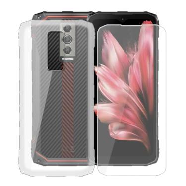 Imagem de KJYFOANI Capa para Doogee Blade 10 + protetor de tela de vidro temperado, capa protetora de TPU de silicone macio transparente, capa traseira ultrafina antiqueda para Doogee Blade 10 (16,7 cm) -