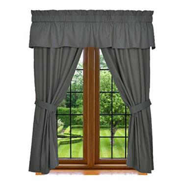 Imagem de Clara Clark Cortina de janela - Conjunto de 5 peças, 2 painéis 213 x 106 cm, 38 x 203 cm, e 2 costas de amarração, cinza carvão, 100% microfibra, lavável na máquina