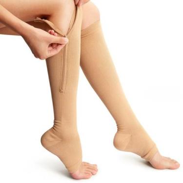 Imagem de Meia compressão tratamento varizes tromboze com ziper alivio de dores 
