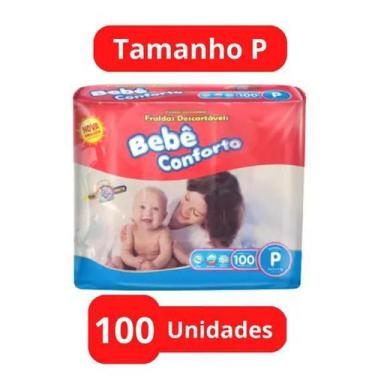 Imagem de Fralda Descartável Bebê Conforto 1 Pacotes Mega Tamanho P Com 100 Unid