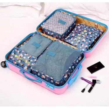 Imagem de Kit com 6 Peças Organizador Necessaire De Mala Bolsa Para Viagem Estam