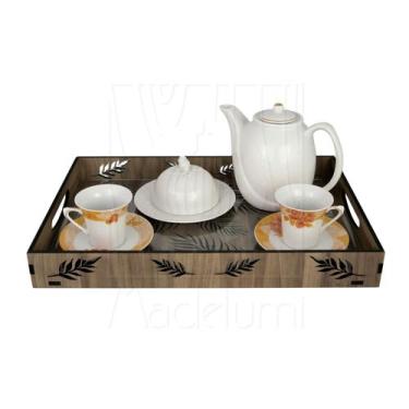 Imagem de Bandeja Retangular Madeira Café da Manhã Decorativa 45x30 - Madelumi