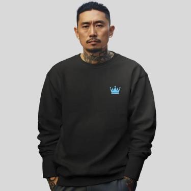 Imagem de Blusa De Frio Moletom Masculino Sem Capuz Careca Flanelado Algodão Cor