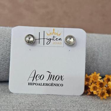 Imagem de Par de Brinco Falso Alargador Com Pedra Zircônia Masculino Aço Inox Pr