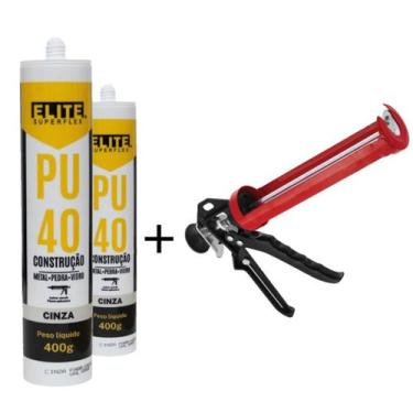 Imagem de Kit 2 cola pu40 construção + aplicador reforcado lajes trincas vedacao