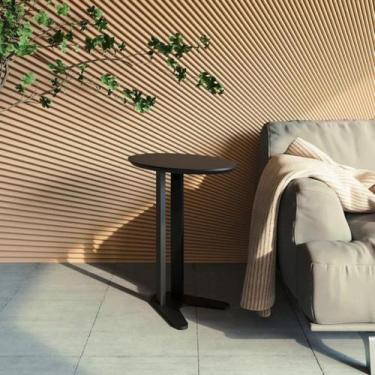 Imagem de Mesa de Canto Oval 60cm 100% MDF Preto Fosco Dalla Costa