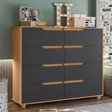 Imagem de Cômoda Infantil 8 Gavetas Circus Nature/Titanium - Albatroz Móveis