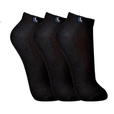 Imagem de Lupo Meia 3225 Kit 3 Pares Cano Curto Unissex, Preto, 41-44