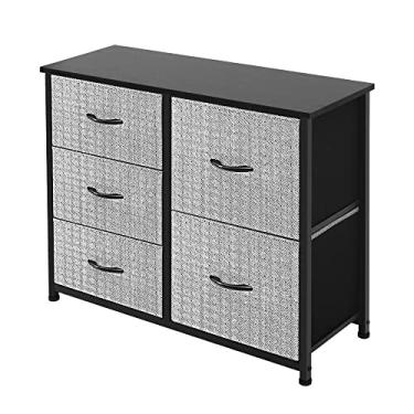 Imagem de AZL1 Life Concept Cômoda de armazenamento de móveis - Grande organizador de pé para quarto, escritório, sala de estar e armário - 5 gavetas caixas de tecido removíveis, cinza com preto
