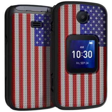 Imagem de Nakedcellphone Capa para telefone Alcatel Go Flip 4 / TCL Flip Pro, capa protetora rígida fina com textura de grade - Design da bandeira dos EUA
