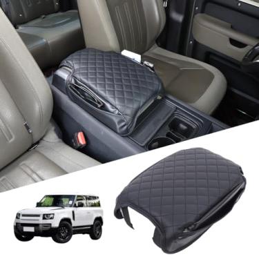 Imagem de JONKOKO Almofada de console central de carro com bolsos organizadores compatível com Land Rover Defender 2020-2025 capa de apoio de braço de carro almofada de couro impermeável para apoio de braço de