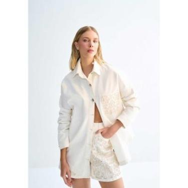 Imagem de Jaqueta Sarja Alongada com Bolso Bordado-Feminino