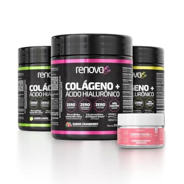 Imagem de Kit 3 Colágenos Verisol Haplex Plus com ácido hialurônico Tratamento Anti-rugas e linhas de expressão + Creme facial Resveratrol para o Dia Renova Be