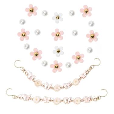 Imagem de Ziigole Correntes de sapato de flor de margarida para mulheres, pingentes de sapato de flores fofas para sandálias de tamanco, correntes de sapatos de borboleta brilhantes para meninas, lembrancinha