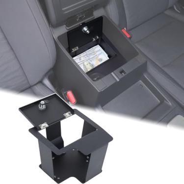 Imagem de Aunginsy Armazenamento de apoio de braço com trava de console central compatível com Nissan Frontier 2022-2025 console central caixa de bloqueio bandeja organizadora de segurança com 3 dígitos Combo