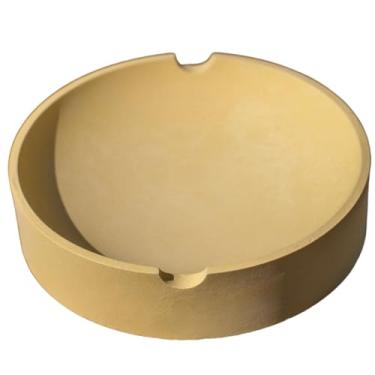 Imagem de Cinzeiro Redondo Decorativo Artesanal Aleta 10,5cm em Cimento (Amarelo)
