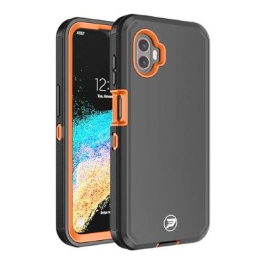 Imagem de Wireless PROTECH Capa compatível com Samsung Galaxy XCover6 Pro modelo SM-G736, TPU de camada tripla robusta e capa lisa de policarbonato (preta/laranja)