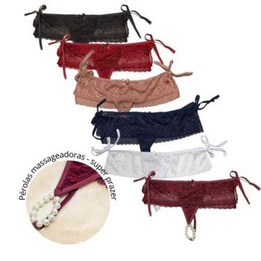 Imagem de Kit 10 Calcinhas Tailandesa Tanga Fio Dental Lingerie Atacado Pérolas 