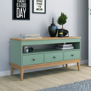 Imagem de Rack - Colonial 1200cm x 600cm x 410cm 3 Gavetas Mel / Oliva