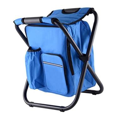 Imagem de Mochila Cadeira Cooler Cadeira Leve de Grande Capacidade Campo Dobrável Banco de Acampamento para Viajar Praia para Caminhada Picnic Blue Desgas