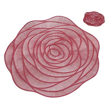 Imagem de Mimo Style Lugar Americano e Porta Copo Rosa, na Cor Marsala 38cm Para Mesa, Cozinha e Sala de Jantar - Ótimo para Ocasiões Especiais, Festa e Feriados - Produto Sofisticado Feito de Polipropileno