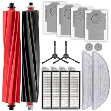 Imagem de (Pacote com 16) Peças de reposição S8 MaxV Ultra compatíveis com Roborock S8 Max Ultra Robot Vacuum, 2 escovas de rolo, 2 escovas laterais, 4 filtros HEPA, 4 sacos de poeira, 2 almofadas grandes + 2