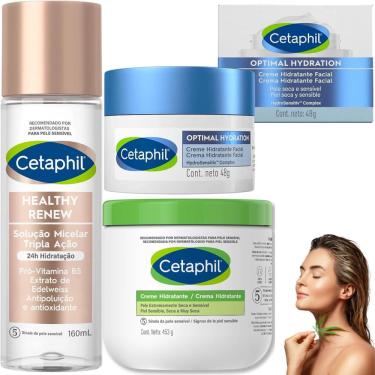 Imagem de Kit Cetaphil Creme Hidratante Facial Corpo Optimal Healthy