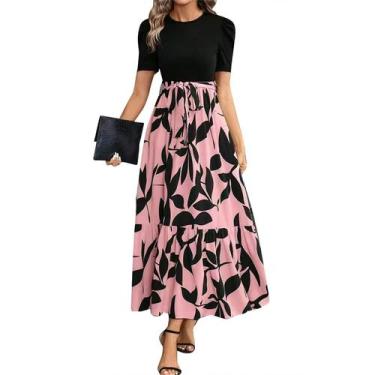 Imagem de Vestido longo floral HYYGOCCTV para mulheres, rosa maxi de verão