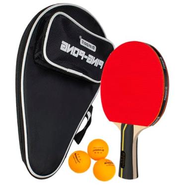 Imagem de Raquete De Ping Pong Tênis De Mesa Profissional Com Raqueteira (Preto)