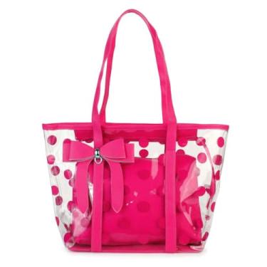 Imagem de AIBILIEI Bolsa feminina transparente multiuso bolsa de ombro bolsa de praia bolsa de compras, Vermelho, Large