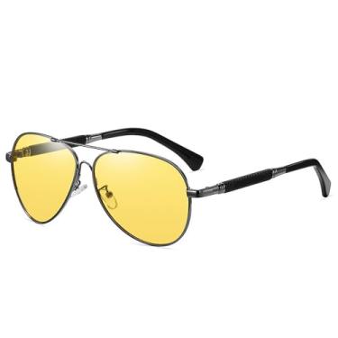 Imagem de Óculos de sol que mudam de cor para dirigir para visão noturna de metal com memória masculina, chá de visão noturna