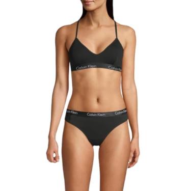 Imagem de Calvin Klein Sutiã feminino Motive de algodão levemente forrado, Preto, GG