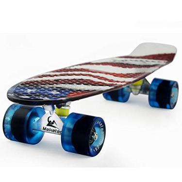 Imagem de Skates infantis mini cruzador 56 cm prancha de skate para meninos para meninas, jovens, crianças, adolescentes, adultos, cães patinetas (bandeira americana)