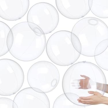 Imagem de 12 peças infláveis transparentes bola de praia inflável balões transparentes piscina festa bola para praia de verão, piscina e lembrancinhas de festa (40,64 cm)