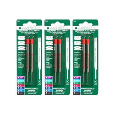 Imagem de Monteverde Refil de gel de cerâmica sem tampa para caber em canetas esferográficas Parker, vermelho fino, pacote com 6 (P423RD)