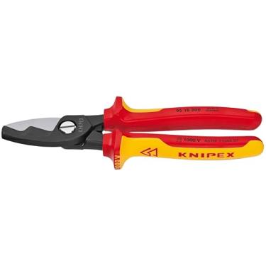 Imagem de KNIPEX - Ferramentas SBA 95 18 200 - Tesouras de cabo, borda de corte dupla, isolamento de 1000 V (9518200SBA), cobre