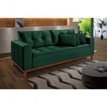 Imagem de Sofá Atenas 1,70 3 Lugares Império Estofados Veludo Verde 181