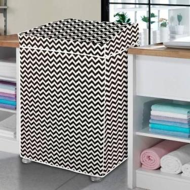 Imagem de Capa Para Máquina De Lavar M Flanelada Zig Zag Com Tampa - Vida Pratik
